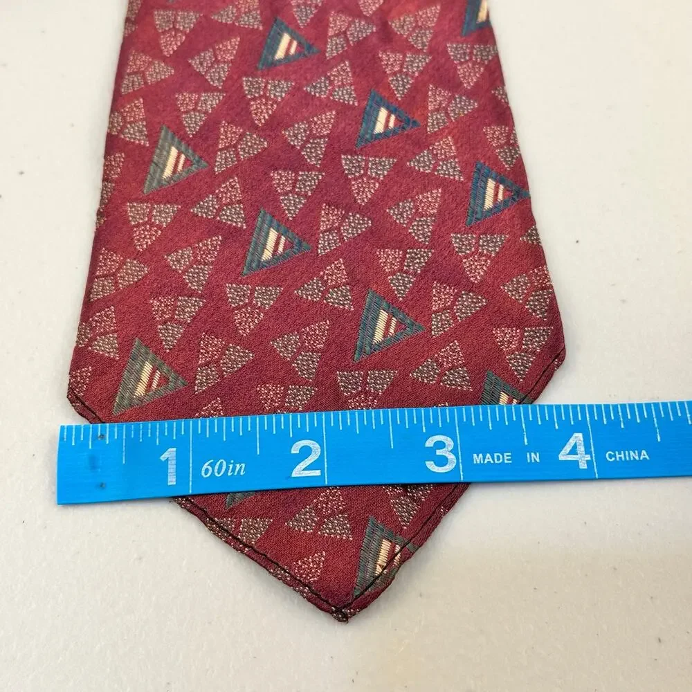 The Varsity Shop Baton Rouge, LA Burgundy Geometric Print Vintage Men’s Silk Tie